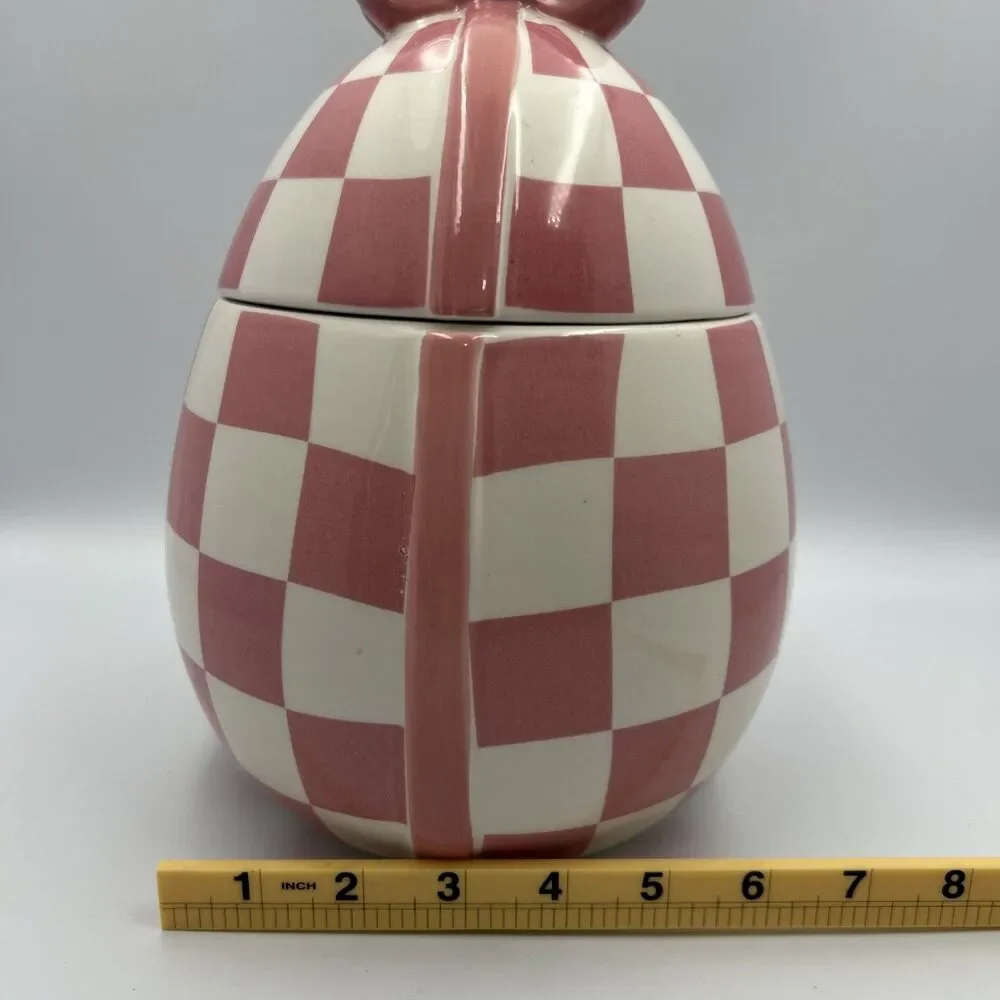Connections Ceramic 10in Pink & White Egg Cookie Jar BB02B15020